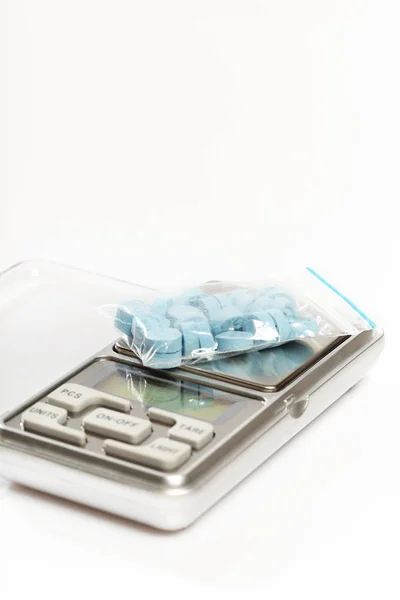 Pills Mdma Synthetic Drugs Small Digital Scale — Stock Photo, Image