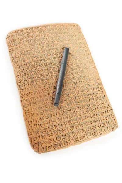 Ancient Type Akkad Empire Style Cuneiform Writing Brown Clay Rest — Stock Photo, Image
