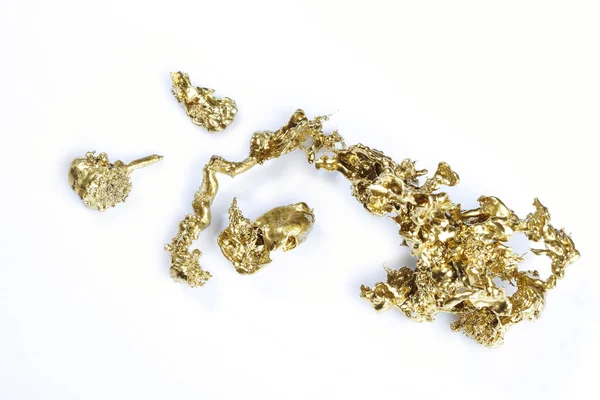 Pedaços Ouro Pepitas Encontrados Por Prospector Amaterur Isolado Fundo — Fotografia de Stock