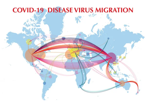 Mapa Del Posible Transporte Virus Por Mundo — Archivo Imágenes Vectoriales