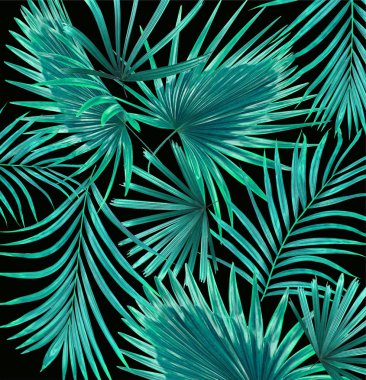 Beyaz arkaplanda yeşil palmiye yaprakları