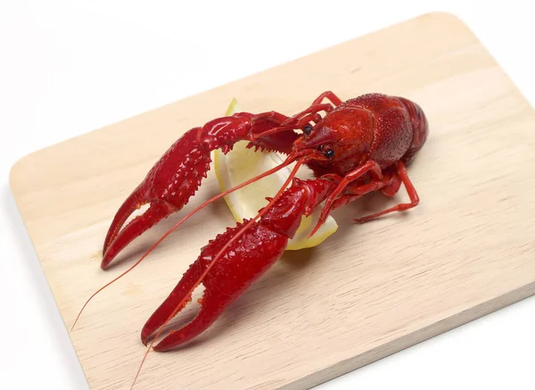 Boiled red crawfish on wood — Stock Photo, Image