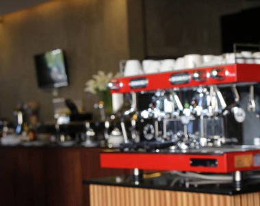 Bulanık arka plan: müşteri kahve dükkanı veya kafe Restoran 