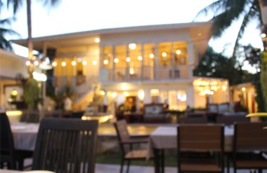 Bulanık arka plan: müşteri kahve dükkanı veya kafe restoran ile soyut bokeh ışık görüntü