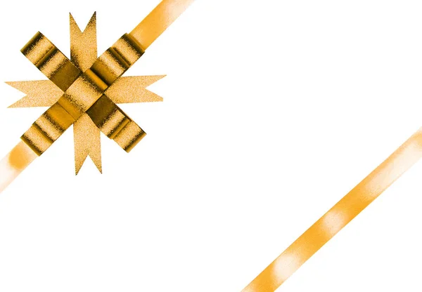 Altın şerit üstten görünüm üzerinde beyaz arka plan üzerinde izole hediye kutusu — Stok fotoğraf