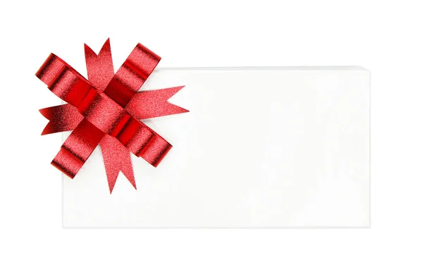 Top view of Red ribbon on gift box isolated on white background — Stock Photo, Image