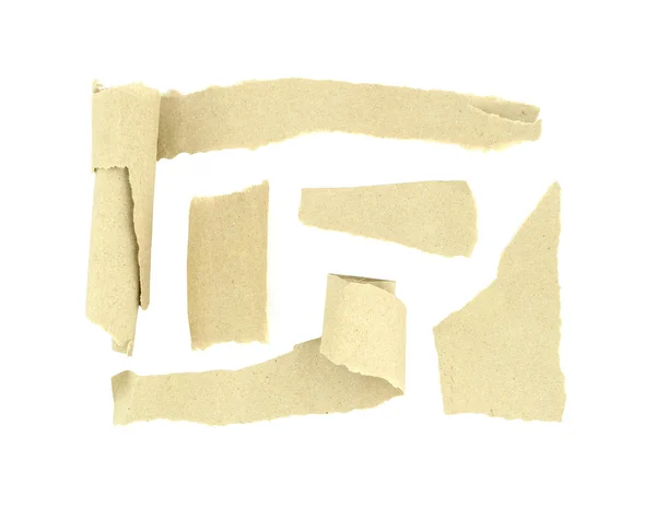 Pedaços de papel reciclado rasgado ou rasgado marrom em um w — Fotografia de Stock
