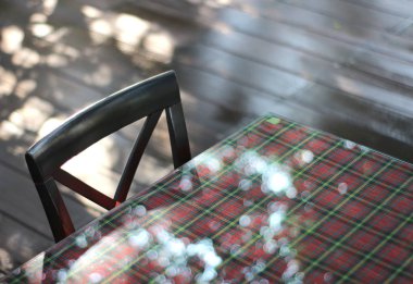 Masa ve sandalyeler, açık kafe restoranı. 