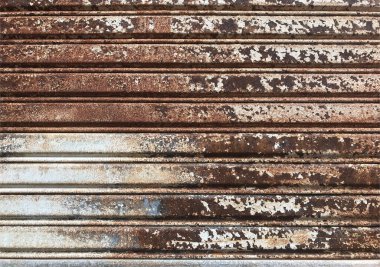 Rusty iron roller shutter, grunge steel iron background