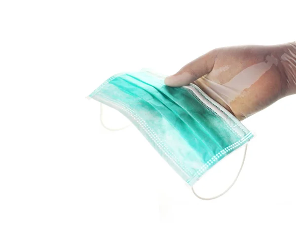 Handen Medicinska Ansiktsmasker För Covid Virusskydd — Stockfoto