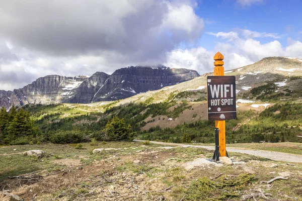 Wifi hot spot sign at top of Sunshine Village, Banff