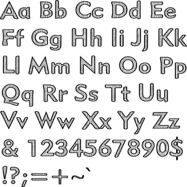 Alphabet, lettres de collection. Texte structurel texturé. Esquisse dessinée à la main, éléments noirs, fond blanc, illustration . — Photo