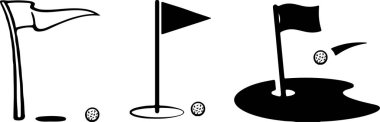 Beyaz arkaplanda golf bayrağı simgesi izole edildi