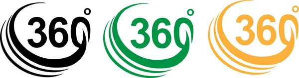 一组在白色背景上隔离的360度图标 — 图库矢量图片