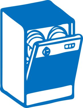 Bulaşık makinesi simgesi beyaz arkaplanda izole