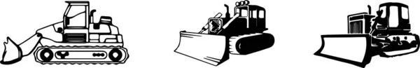 Ikon Bulldozer Diisolasi Pada Latar Belakang Putih - Stok Vektor