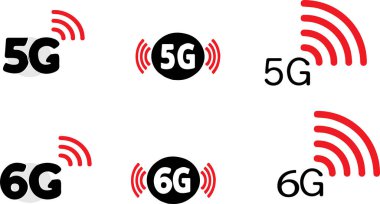 5g and 6g mobile network icon isolated on white background