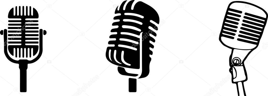 retro microphone icon isolated on background