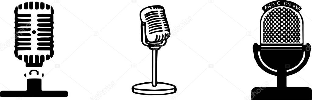 retro microphone icon isolated on background