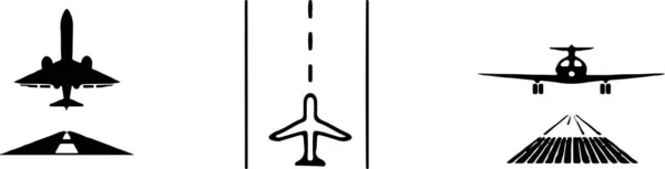 Landingsbaan Pictogram Geïsoleerd Witte Achtergrond — Stockvector