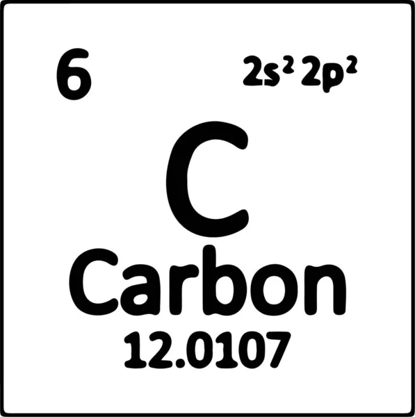 Icône Carbone Table Périodique Isolée Sur Fond Blanc — Image vectorielle