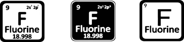 Élément Tableau Périodique Icône Fluor Isolé Sur Fond Blanc — Image vectorielle