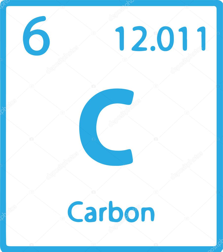 The periodic table element carbon icon isolated on white background