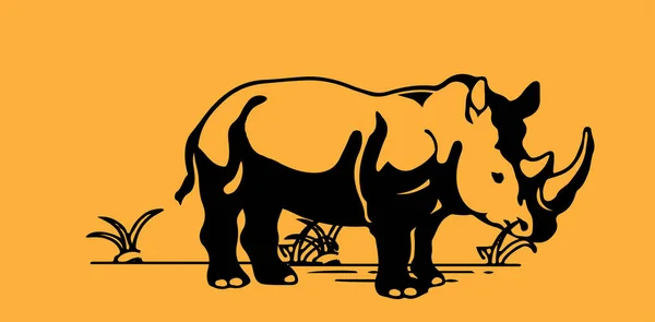 Illustration Vectorielle Sihoulette Rhinocéros Tropicale — Image vectorielle