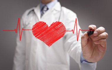Doktor çizim EKG kalp atışı grafik