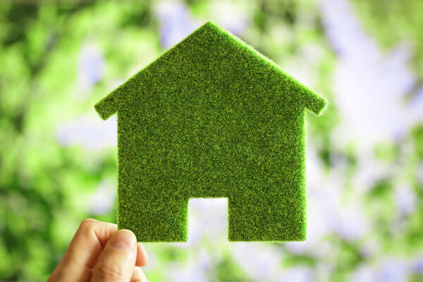 Зеленый экологический дом экологического фона
