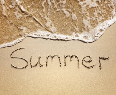 Картина, постер, плакат, фотообои "лето, написанное на песке у морских волн
", артикул 156526036