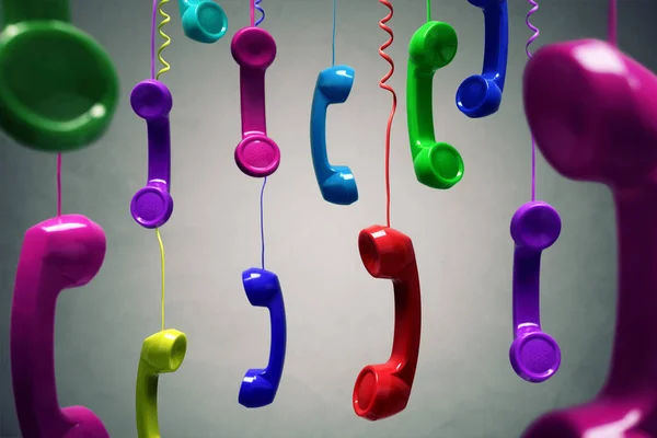 Color telephone receivers — Stock Photo, Image