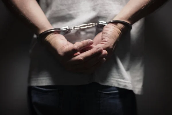 Man with handcuffed hands — Stock Photo, Image
