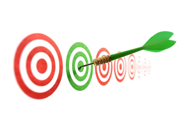 Green dart in target — Stock Photo, Image