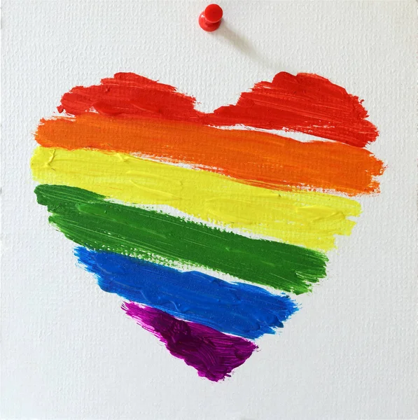 Gay lgbt bandeira pintado arco-íris coração — Fotografia de Stock
