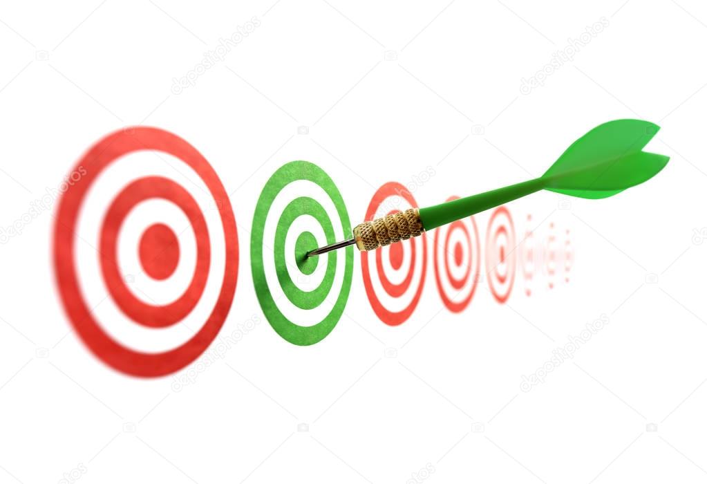 Green dart in target