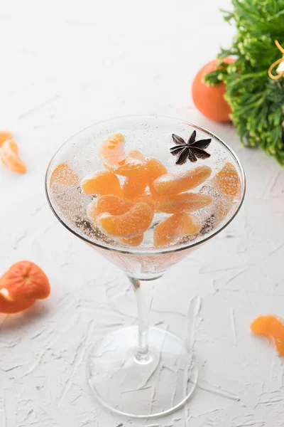 Christmas Alcoholic Cocktail Tangerines Vodka Star Anise Atmospheric New Year — Stock Photo, Image