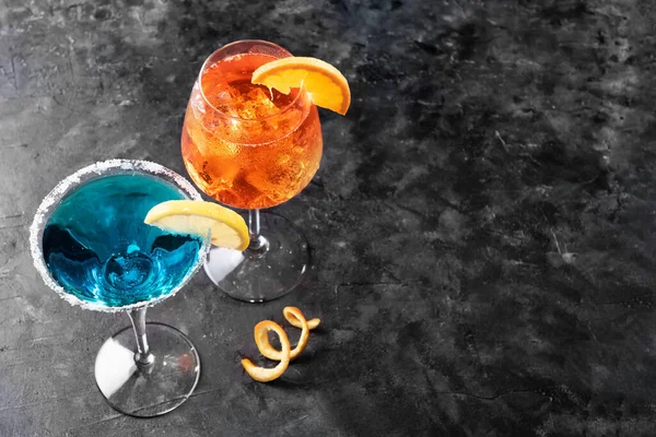 Summer Fresh Alcoholic Cocktails Blue Lagoon Cocktail Blue Curacao Liqueur — Stock Photo, Image