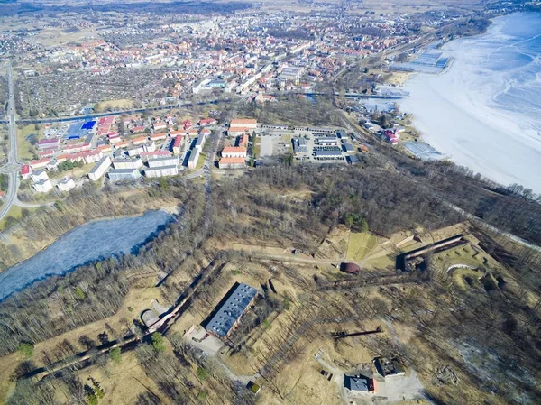 ギジツコ ポーランド Loetzen Prussia ドイツで星の形をした Boyen の本拠地の空撮 — ストック写真