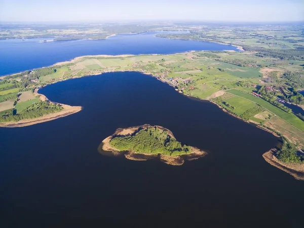 Vista Aérea Del Hermoso Paisaje Región Mazury Lago Swiecajty Polonia —  Fotos de Stock