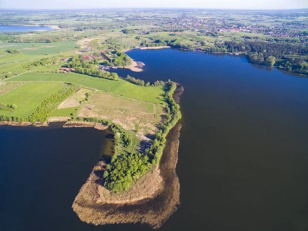 Пташиного Польоту Гарний Краєвид Mazury Району Swiecajty Озеро Польща — стокове фото