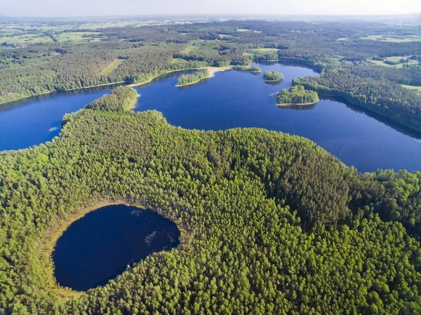 Luftaufnahme Der Wunderschönen Landschaft Der Masurenregion Vordergrund Der Kacze See — Stockfoto