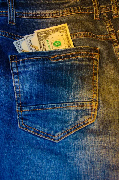 Notas Americanas Bolso Dos Jeans Uma Nota Denominações 100 Peeps — Fotografia de Stock