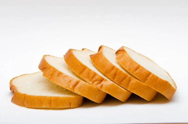 Bread Long Loaf Sliced Sliced Sliced White Background Bread Macro — Stock Photo, Image