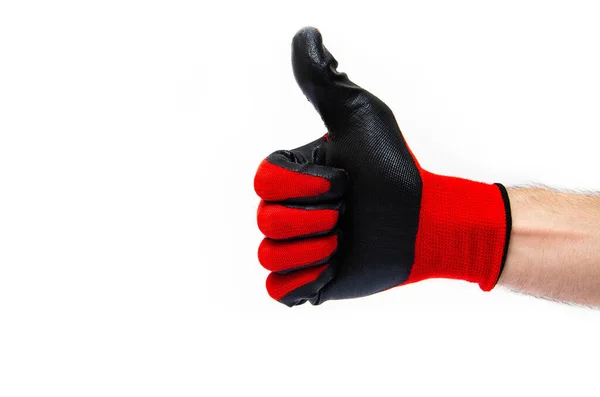 Γάντια Για Τους Εργαζόμενους Κόκκινο Κατασκευής Μαύρο Καουτσούκ Επίστρωση Μαύρα — Φωτογραφία Αρχείου