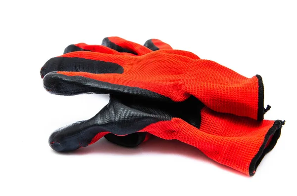 Handschoenen Voor Arbeiders Bouwrood Met Zwarte Rubber Coating Zwart Rode — Stockfoto