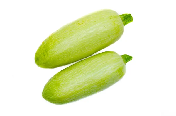 Junge Hellgrüne Zucchini Organisch Natürlich Auf Weißem Hintergrund Zucchini Seitlich — Stockfoto