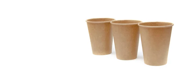 Brown Paper Cup Coffee Tea Drink Environmental Materials White Background — Stock Photo, Image