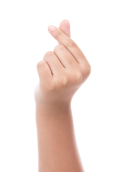 Child hands making a heart shape with two finger — Stock Photo, Image