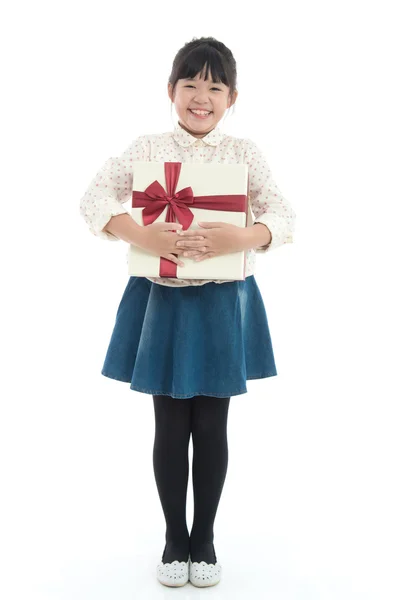 Asian girl with many gift boxs — Stock Photo, Image